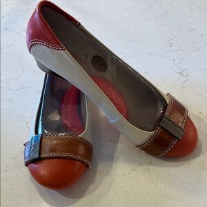 Hush Puppies Red and Brown Loafers with Patchwork Design